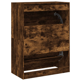 vidaXL Shoe Cabinet with 2 Flip-Drawers Smoked Oak 80x42x108 cm - Giant Lobelia