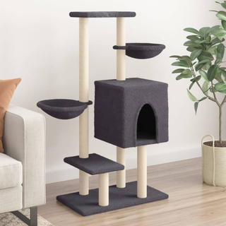 Cat Tree with Sisal Scratching Posts Dark Grey 117 cm - Giant Lobelia