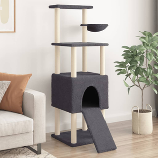 Cat Tree with Sisal Scratching Posts Dark Grey 153 cm - Giant Lobelia