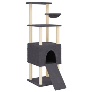 Cat Tree with Sisal Scratching Posts Dark Grey 153 cm - Giant Lobelia