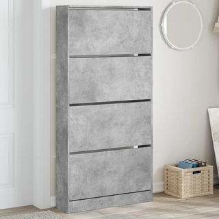 vidaXL Shoe Cabinet with 4 Flip-Drawers Concrete Grey 80x21x163.5 cm - Giant Lobelia