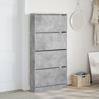 vidaXL Shoe Cabinet with 4 Flip-Drawers Concrete Grey 80x21x163.5 cm - Giant Lobelia