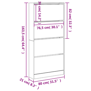 vidaXL Shoe Cabinet with 4 Flip-Drawers Concrete Grey 80x21x163.5 cm - Giant Lobelia