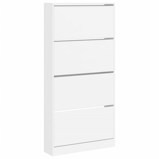 vidaXL Shoe Cabinet with 4 Flip-Drawers White 80x21x163.5 cm - Giant Lobelia