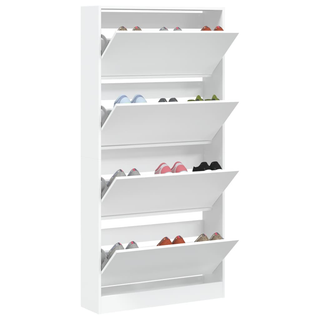 vidaXL Shoe Cabinet with 4 Flip-Drawers White 80x21x163.5 cm - Giant Lobelia