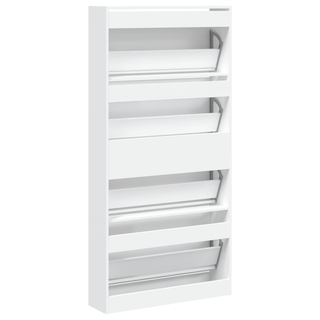 vidaXL Shoe Cabinet with 4 Flip-Drawers White 80x21x163.5 cm - Giant Lobelia