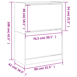 vidaXL Shoe Cabinet with 2 Flip-Drawers White 80x42x108 cm - Giant Lobelia