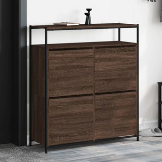 vidaXL Shoe Cabinet with 4 Flip-Drawers Brown Oak 100x34x112 cm - Giant Lobelia