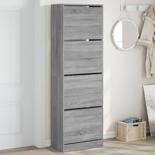 vidaXL Shoe Cabinet with 4 Flip-Drawers Grey Sonoma 60x34x187.5 cm - Giant Lobelia