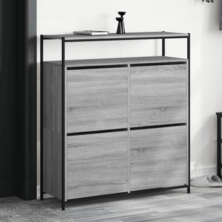 vidaXL Shoe Cabinet with 4 Flip-Drawers Grey Sonoma 100x34x112 cm - Giant Lobelia