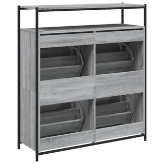 vidaXL Shoe Cabinet with 4 Flip-Drawers Grey Sonoma 100x34x112 cm - Giant Lobelia