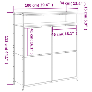 vidaXL Shoe Cabinet with 4 Flip-Drawers Grey Sonoma 100x34x112 cm - Giant Lobelia