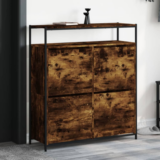 vidaXL Shoe Cabinet with 4 Flip-Drawers Smoked Oak 100x34x112 cm - Giant Lobelia