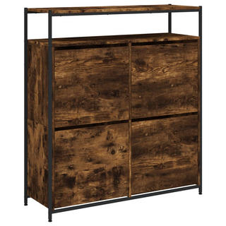 vidaXL Shoe Cabinet with 4 Flip-Drawers Smoked Oak 100x34x112 cm - Giant Lobelia