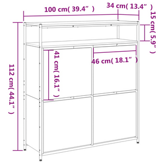 vidaXL Shoe Cabinet with 4 Flip-Drawers Smoked Oak 100x34x112 cm - Giant Lobelia