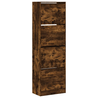 vidaXL Shoe Cabinet with 4 Flip-Drawers Smoked Oak 60x34x187.5 cm - Giant Lobelia