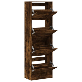 vidaXL Shoe Cabinet with 4 Flip-Drawers Smoked Oak 60x34x187.5 cm - Giant Lobelia