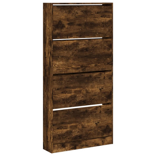 vidaXL Shoe Cabinet with 4 Flip-Drawers Smoked Oak 80x21x163.5 cm - Giant Lobelia