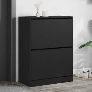 vidaXL Shoe Cabinet with 2 Flip-Drawers Black 80x42x108 cm - Giant Lobelia