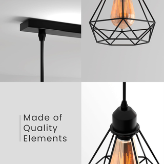 Black industrial pendant light 3 Light Way Cage Ceiling Light Fixture ~5301 - Giant Lobelia