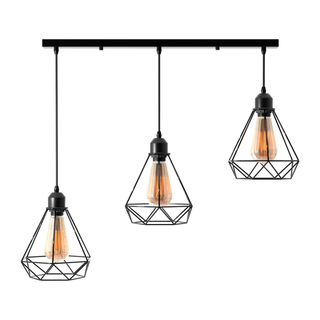 Black industrial pendant light 3 Light Way Cage Ceiling Light Fixture ~5301 - Giant Lobelia