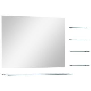 Wall Mirror with 5 Shelves Silver 80x60 cm - Giant Lobelia