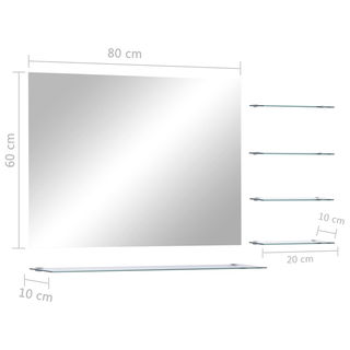 Wall Mirror with 5 Shelves Silver 80x60 cm - Giant Lobelia