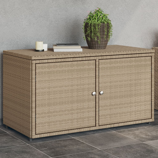 vidaXL Garden Storage Cabinet Beige 110x55x60.5 cm Poly Rattan - Giant Lobelia