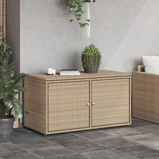 vidaXL Garden Storage Cabinet Beige 110x55x60.5 cm Poly Rattan - Giant Lobelia