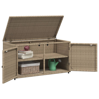 vidaXL Garden Storage Cabinet Beige 110x55x60.5 cm Poly Rattan - Giant Lobelia