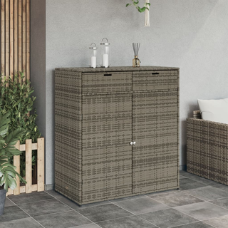 vidaXL Garden Storage Cabinet Grey 105x55x113 cm Poly Rattan - Giant Lobelia