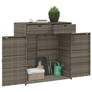 vidaXL Garden Storage Cabinet Grey 105x55x113 cm Poly Rattan - Giant Lobelia