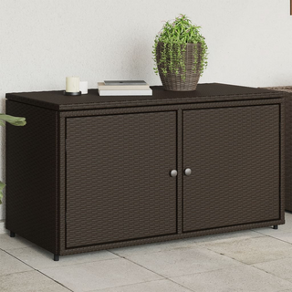 vidaXL Garden Storage Cabinet Brown 110x55x60.5 cm Poly Rattan - Giant Lobelia