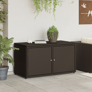 vidaXL Garden Storage Cabinet Brown 110x55x60.5 cm Poly Rattan - Giant Lobelia