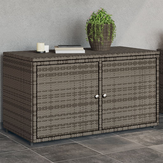 vidaXL Garden Storage Cabinet Grey 110x55x60.5 cm Poly Rattan - Giant Lobelia