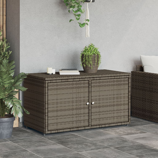 vidaXL Garden Storage Cabinet Grey 110x55x60.5 cm Poly Rattan - Giant Lobelia