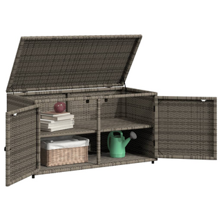 vidaXL Garden Storage Cabinet Grey 110x55x60.5 cm Poly Rattan - Giant Lobelia