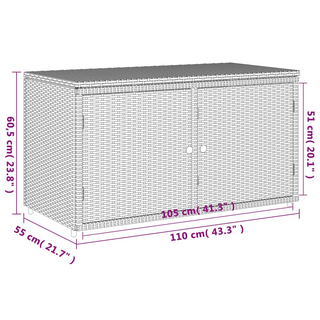 vidaXL Garden Storage Cabinet Grey 110x55x60.5 cm Poly Rattan - Giant Lobelia