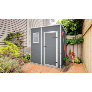 Keter Garden Shed Manor Pent 64 Grey - Weather-Resistant Outdoor Storage Solution - Giant Lobelia