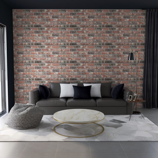 3D Wall Panels with Dark Brown & Grey Brick Design 11 pcs EPS - Giant Lobelia