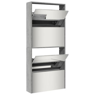 vidaXL Shoe Cabinet with Mirror 4-Layer Grey Sonoma 63x17x134 cm - Giant Lobelia