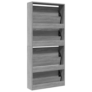 vidaXL Shoe Cabinet with Mirror 4-Layer Grey Sonoma 63x17x134 cm - Giant Lobelia