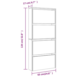 vidaXL Shoe Cabinet with Mirror 4-Layer Grey Sonoma 63x17x134 cm - Giant Lobelia