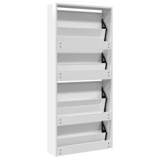 vidaXL Shoe Cabinet with Mirror 4-Layer High Gloss White 63x17x134 cm - Giant Lobelia