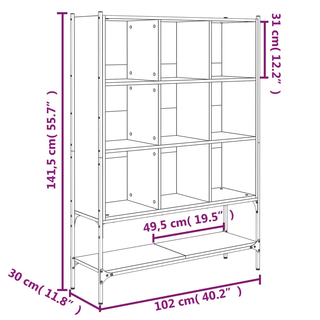 Bookcase Brown Oak 102x30x141.5 cm | Sturdy Construction, Space-Saving Design | Free Shipping - Giant Lobelia