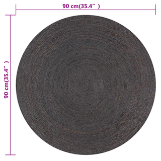 vidaXL Handmade Rug Jute Round 90 cm Dark Grey - Giant Lobelia