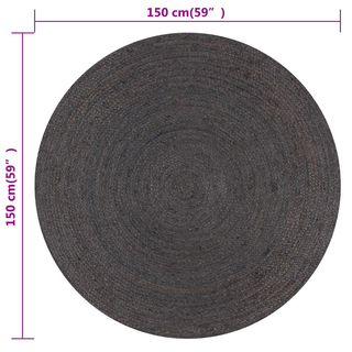 vidaXL Handmade Rug Jute Round 150 cm Dark Grey - Giant Lobelia