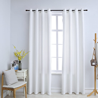 Blackout Curtains with Metal Rings 2 pcs Off White 140x225 cm - Giant Lobelia