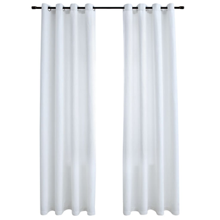 Blackout Curtains with Metal Rings 2 pcs Off White 140x225 cm - Giant Lobelia