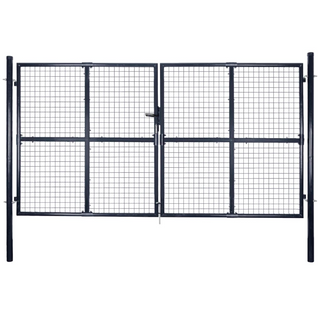 vidaXL Mesh Garden Gate Galvanised Steel 289x175 cm Grey - Giant Lobelia